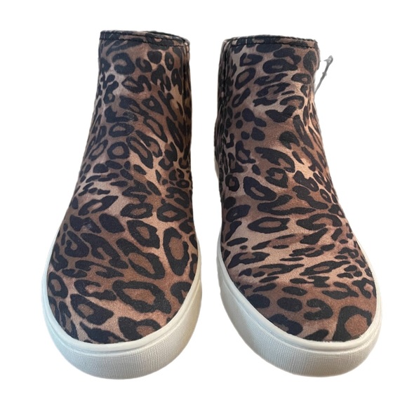 Naturalizer Brown Leopard Cheetah Leather Celeste Side Zipper High Top Sneaker - Picture 2 of 12